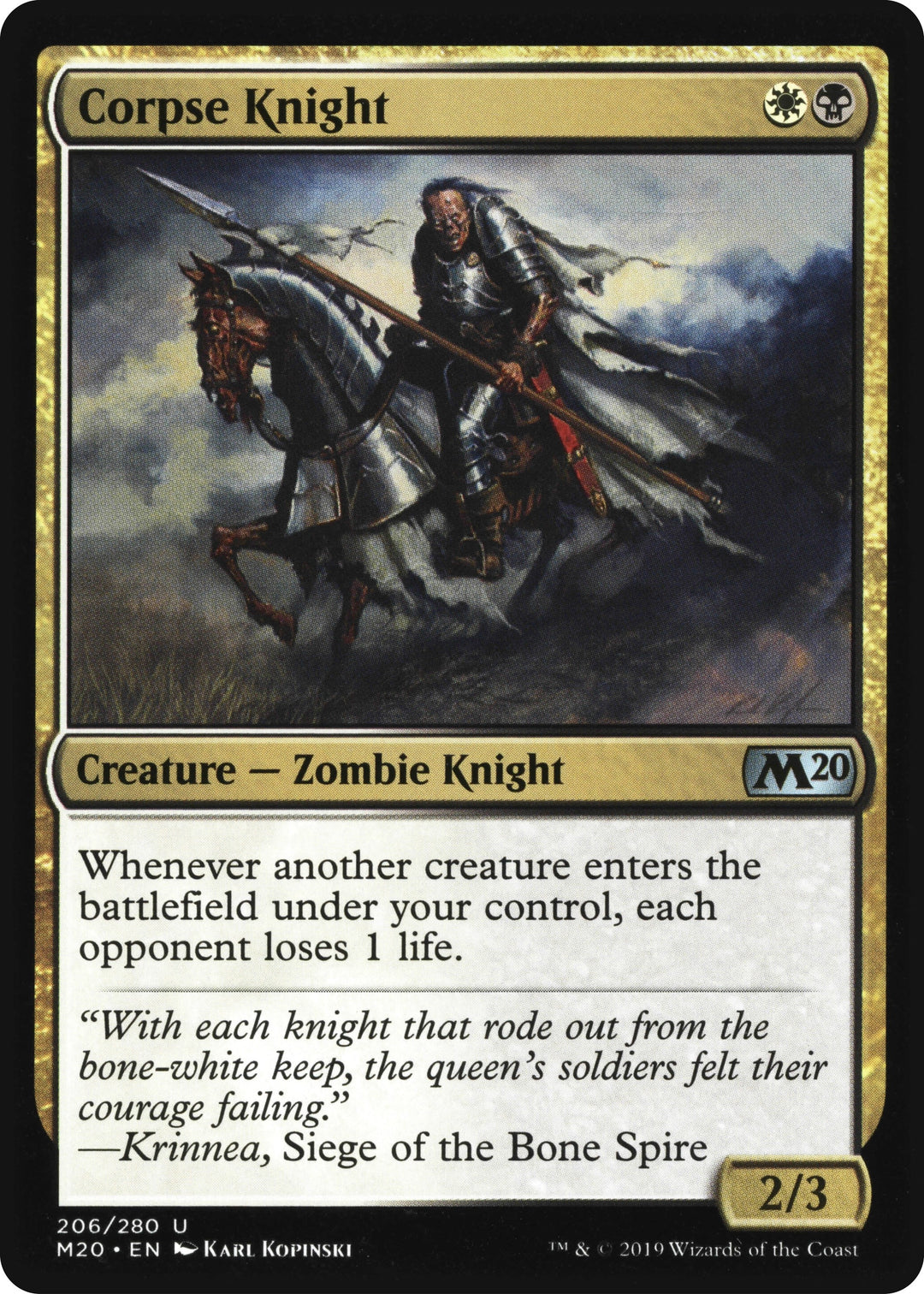 Image for Corpse Knight (2/3 Misprint) (206) - Magic: The Gathering