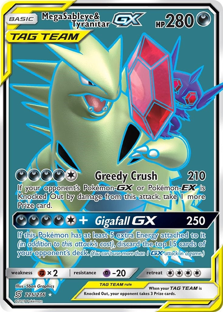 Image for Mega Sableye & Tyranitar GX (Full Art) (225/236) (SM11) - Pokemon