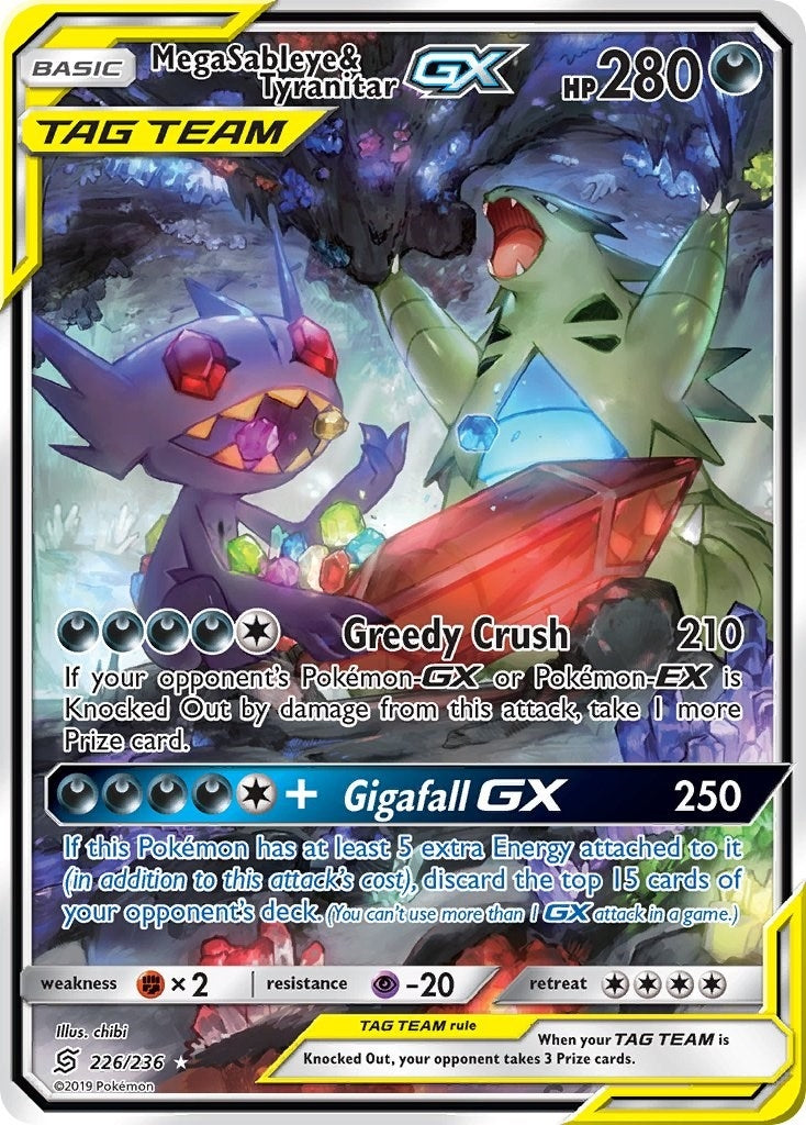 Image for Mega Sableye & Tyranitar GX (Alternate Full Art) (226/236) (SM11) - Pokemon