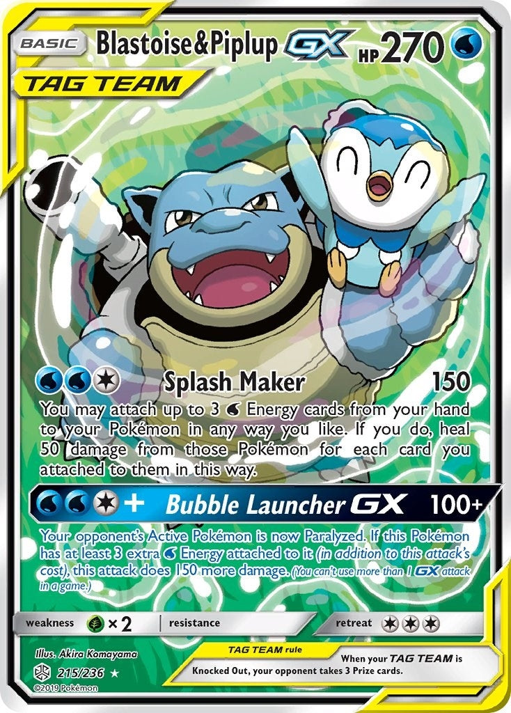 Image for Blastoise & Piplup GX (Alternate Full Art) (215/236) (SM12) - Pokemon