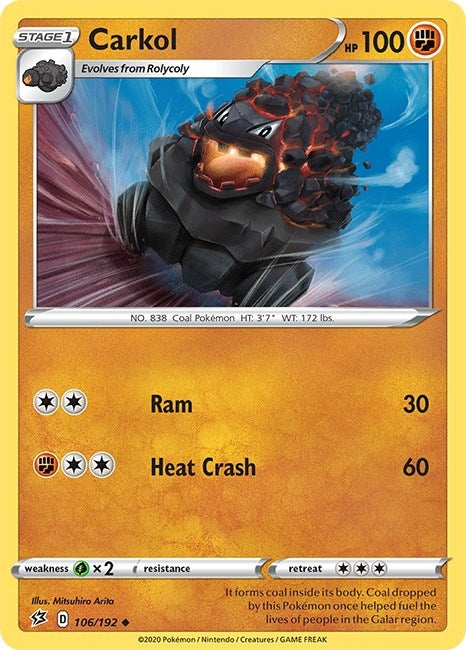 Image for Carkol (106/192) (SWSH02) - Pokemon