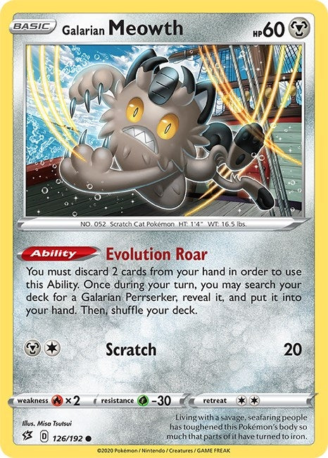 Image for Galarian Meowth (126/192) (SWSH02) - Pokemon