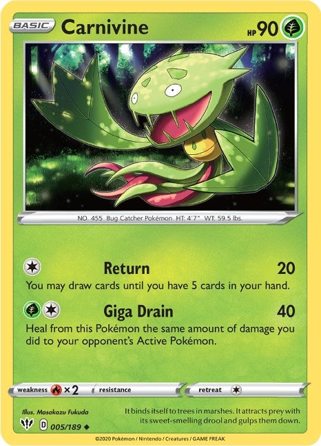Image for Carnivine (005/189) (SWSH03) - Pokemon