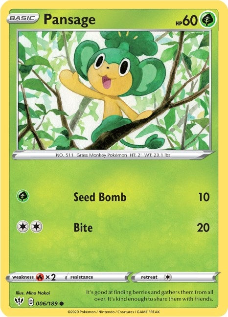 Image for Pansage (006/189) (SWSH03) - Pokemon