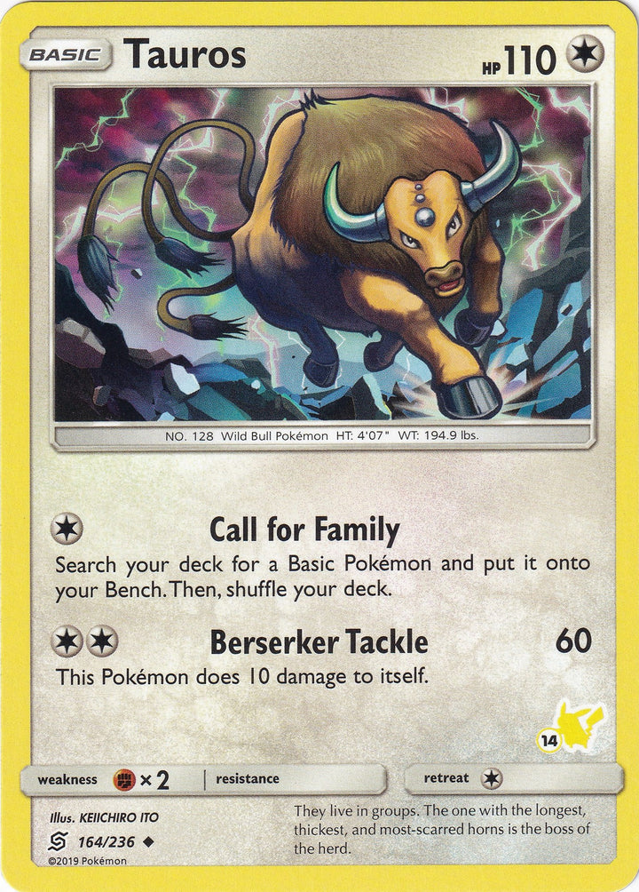 Image for Tauros - 164/236 (#14 Pikachu Stamped) (164/236) (BTA) - Pokemon