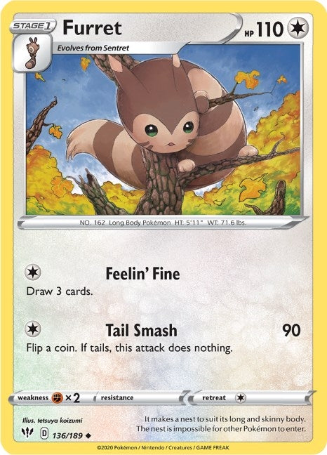 Image for Furret (136/189) (SWSH03) - Pokemon