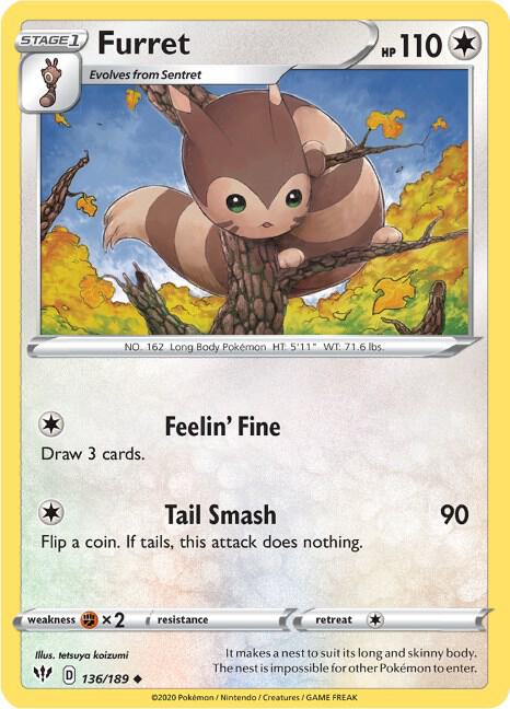 Image for Furret (136/189) (SWSH03) - Pokemon