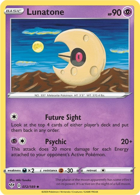 Image for Lunatone (072/189) (SWSH03) - Pokemon