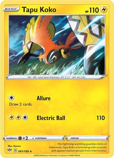 Image for Tapu Koko - 061/189 (Non-Holo) (061/189) (PR) - Pokemon