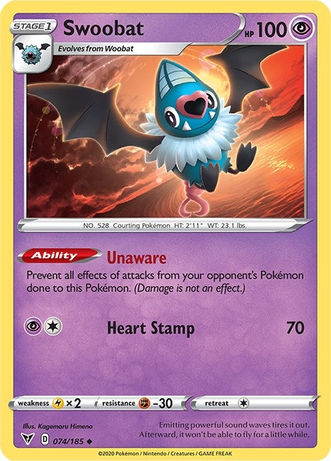 Image for Swoobat (074/185) (SWSH04) - Pokemon