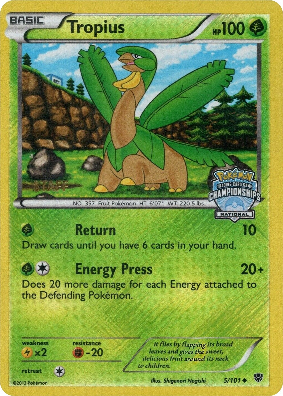 Image for Tropius - 5/101 (National Championships) [Staff] (005/101) (PR) - Pokemon