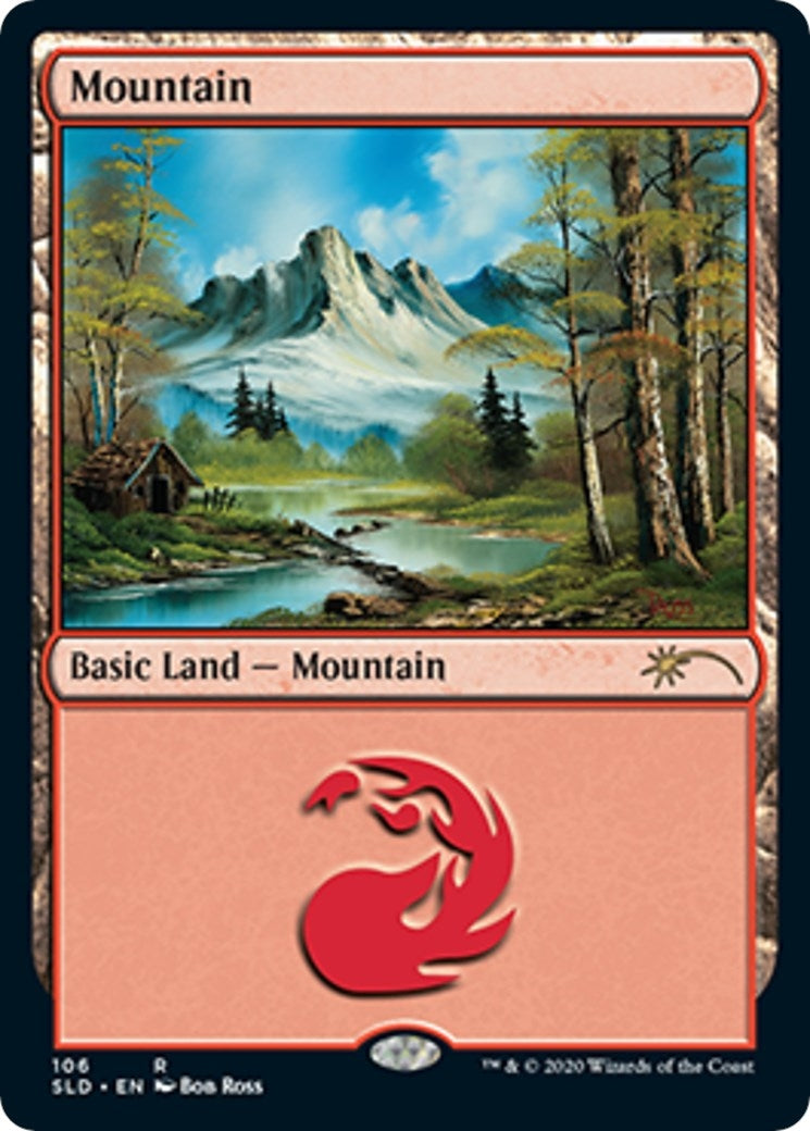 Image for Mountain (106) (Bob Ross) (106) - Magic: The Gathering