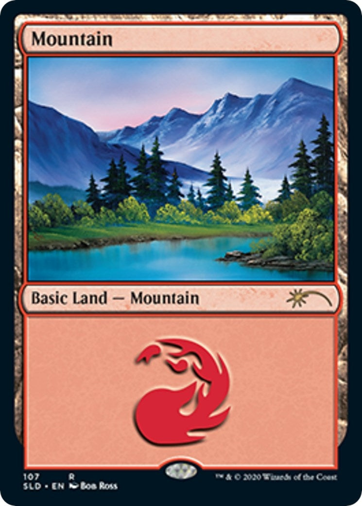 Image for Mountain (107) (Bob Ross) (107) - Magic: The Gathering