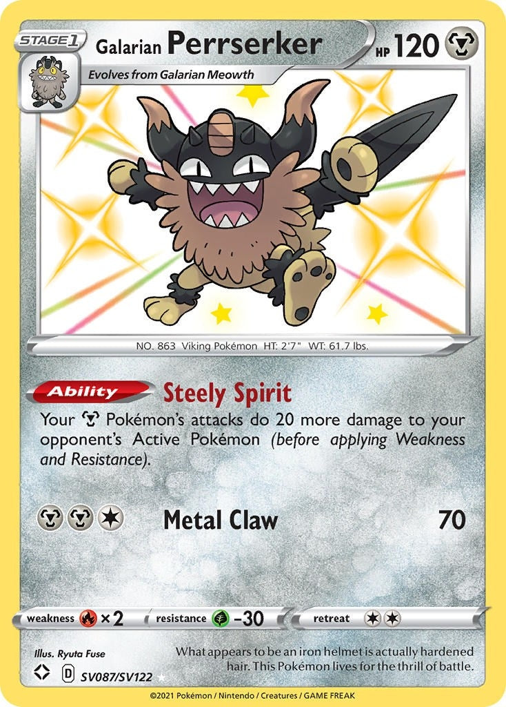 Image for Galarian Perrserker (SV087/SV122) (SHFSV) - Pokemon