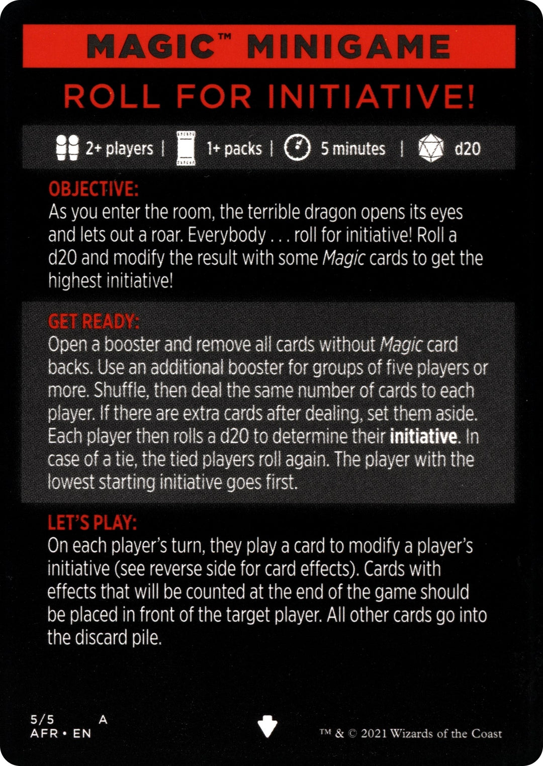 Image for Magic Minigame: Roll for Initiative! (5) - Magic: The Gathering