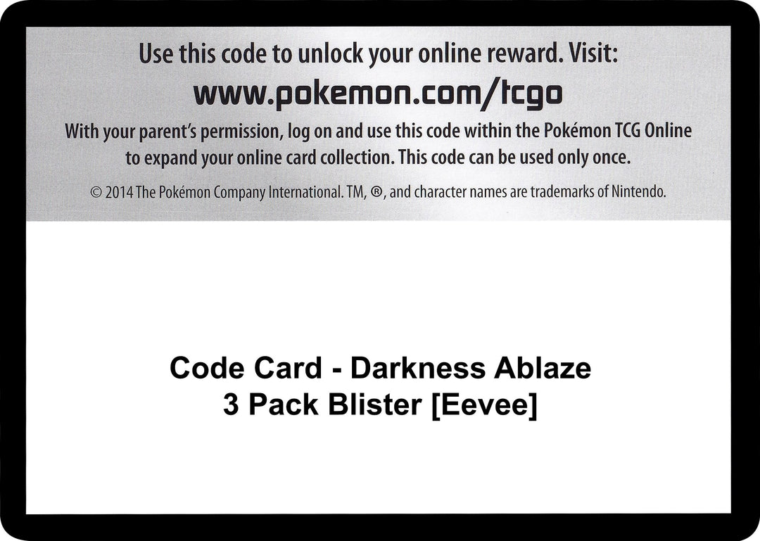 Image for Code Card - Darkness Ablaze 3 Pack Blister [Eevee] (SWSH03) - Pokemon