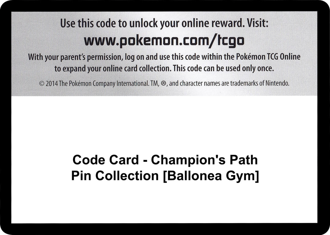 Image for Code Card - Champion's Path Pin Collection [Ballonea Gym] (CHP) - Pokemon