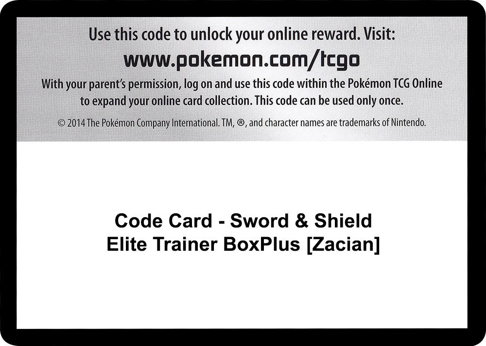 Image for Code Card - Sword & Shield Elite Trainer Box Plus [Zacian] (SWSH04) - Pokemon