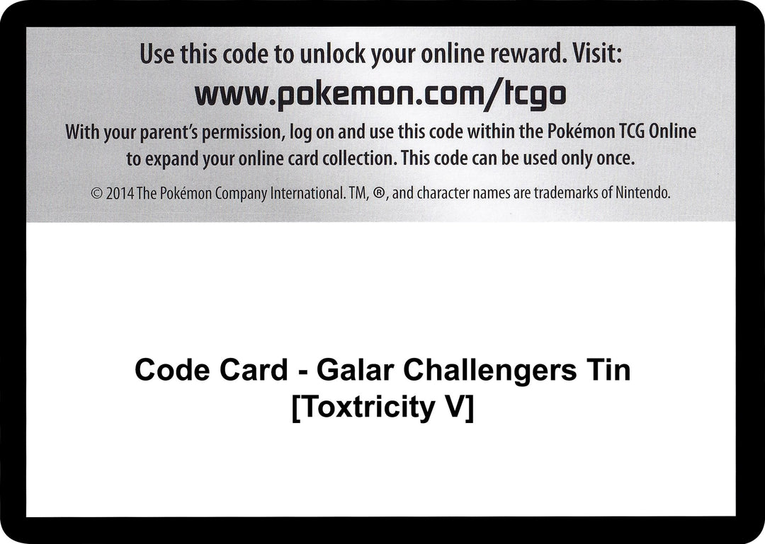 Image for Code Card - Galar Challengers Tin [Toxtricity V] (MCAP) - Pokemon