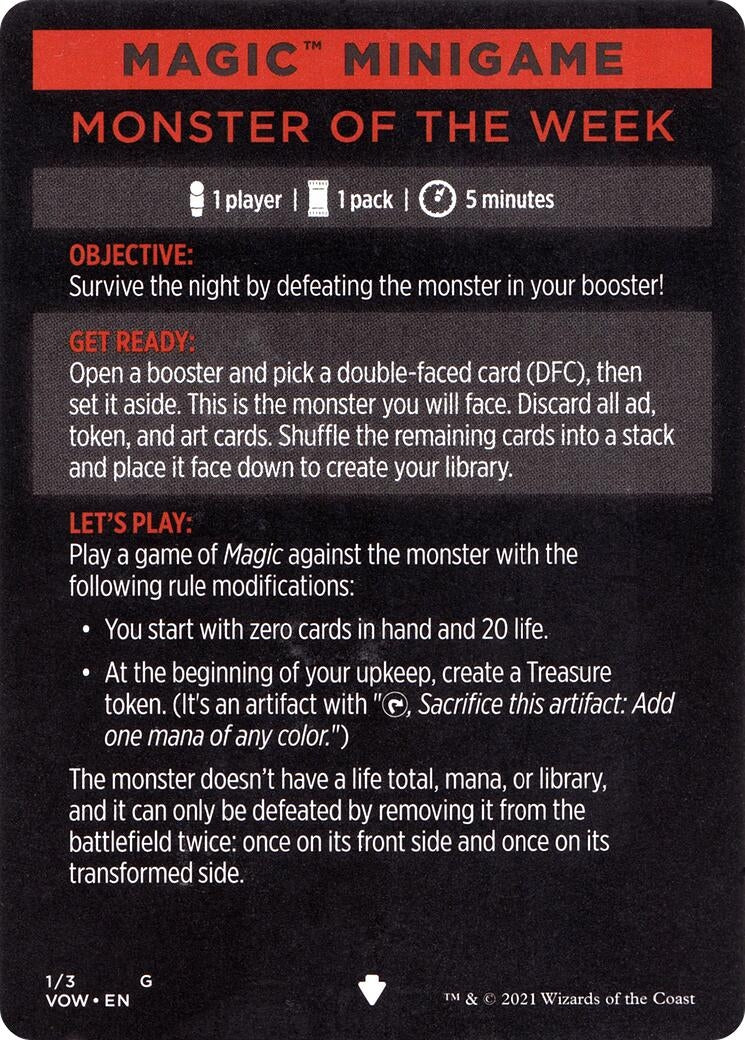 Image for Magic Minigame: Monster of The Week (1) - Magic: The Gathering