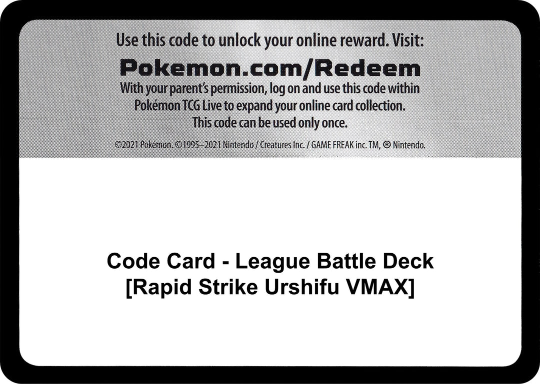 Image for Code Card - League Battle Deck [Rapid Strike Urshifu VMAX] (MCAP) - Pokemon