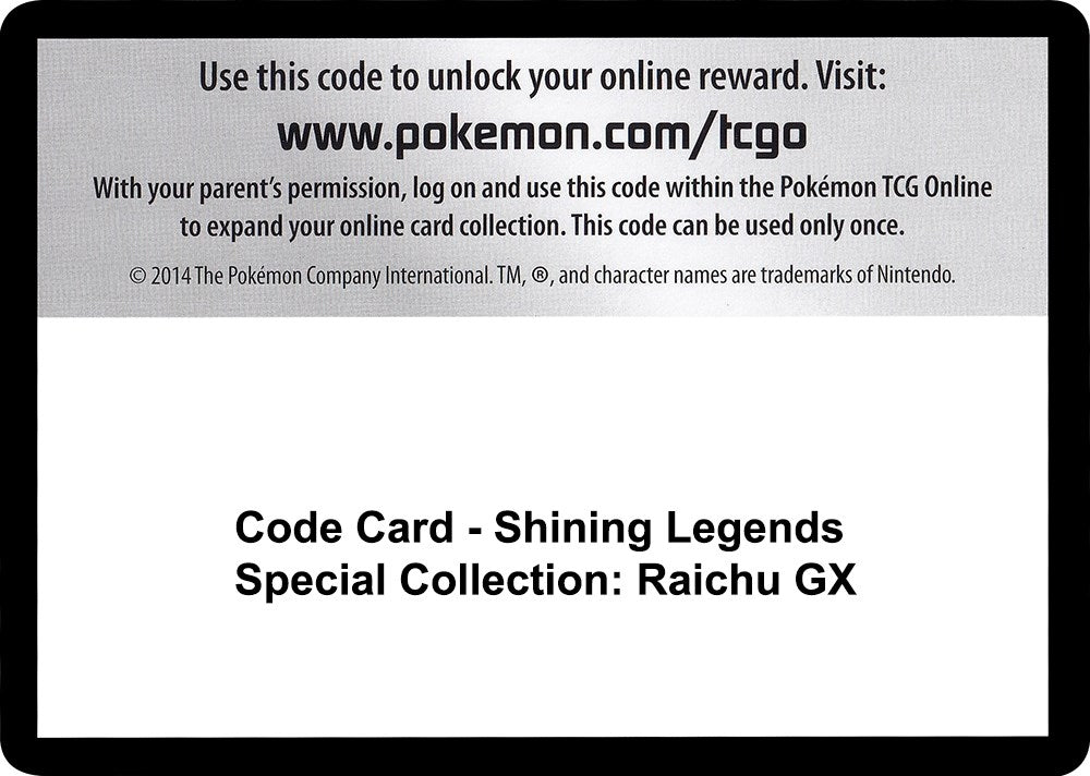 Image for Code Card - Shining Legends Special Collection: Raichu GX (SHL) - Pokemon