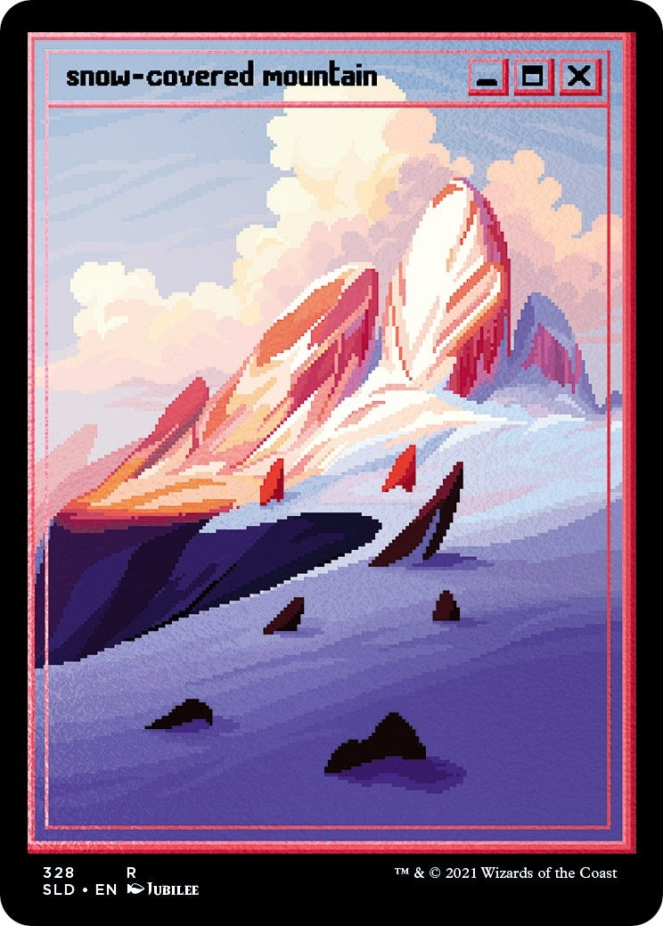 Image for Snow-Covered Mountain (PixelSnowLands.jpg) (Foil Etched) (328) - Magic: The Gathering