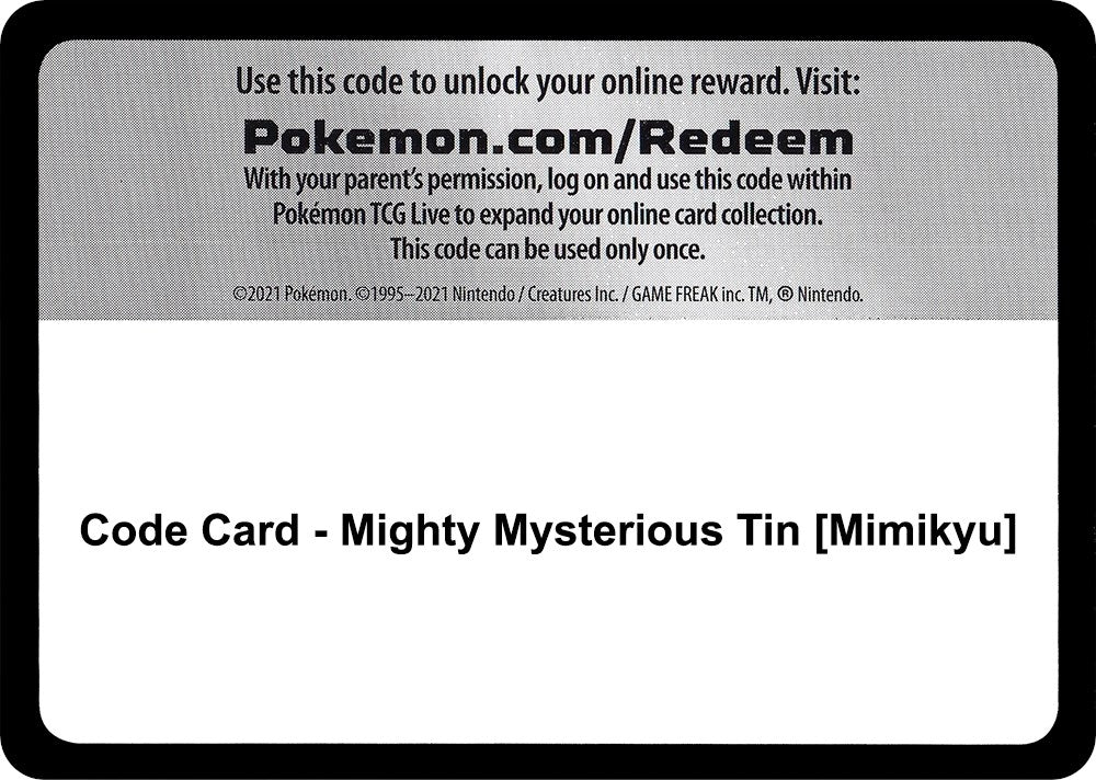 Image for Code Card - Mighty Mysterious Tin [Mimikyu] (MCAP) - Pokemon
