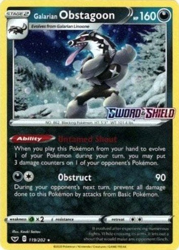 Image for Galarian Obstagoon - 119/202 (Cosmos Holo) (119/202) (MCAP) - Pokemon