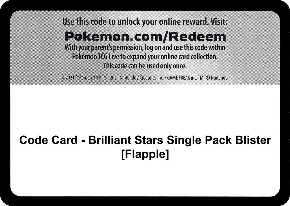 Image for Code Card - Brilliant Stars Single Pack Blister [Flapple] (SWSH09) - Pokemon