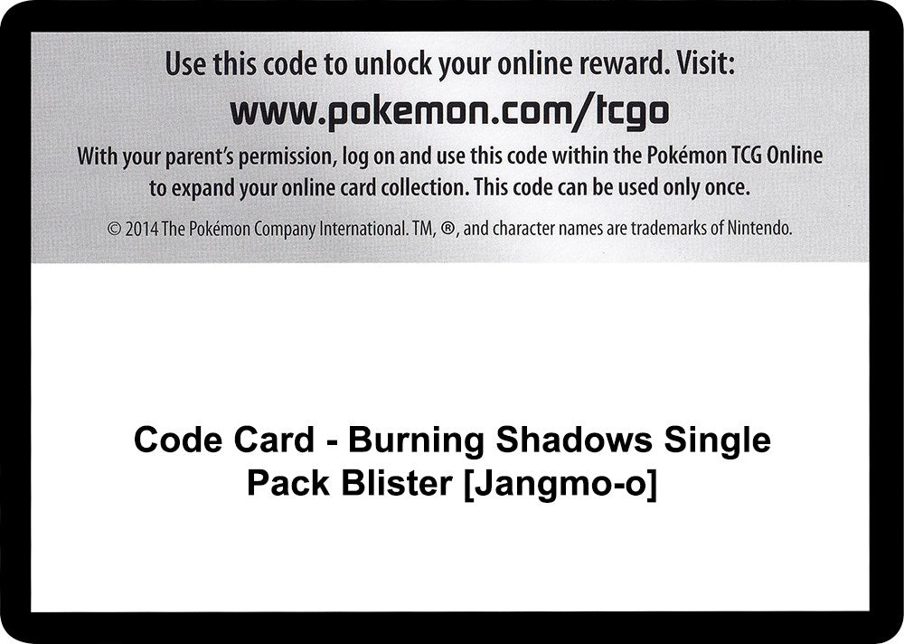 Image for Code Card - Burning Shadows Single Pack Blister [Jangmo-o] (SM03) - Pokemon