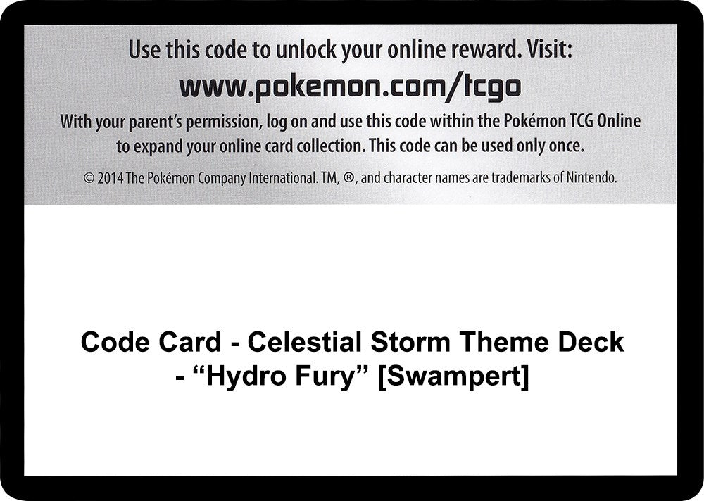 Image for Code Card - Celestial Storm Theme Deck - "Hydro Fury" [Swampert] (CES) - Pokemon