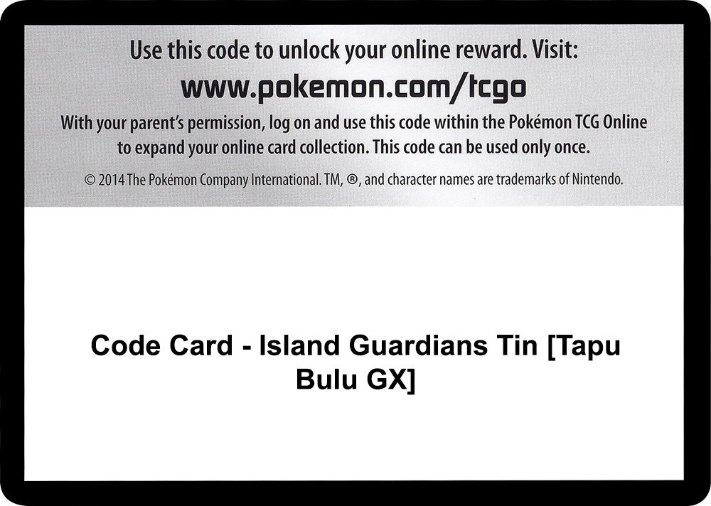 Image for Code Card - Island Guardians Tin [Tapu Bulu GX] (SM02) - Pokemon