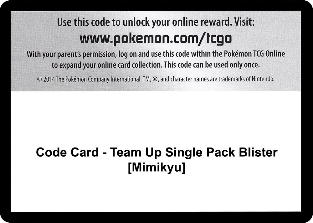 Image for Code Card - Team Up Single Pack Blister [Mimikyu] (SM9) - Pokemon