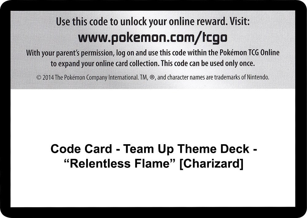 Image for Code Card - Team Up Theme Deck - "Relentless Flame" [Charizard] (SM9) - Pokemon