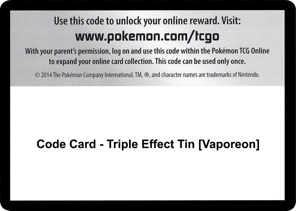 Image for Code Card - Triple Effect Tin [Vaporeon] (SM02) - Pokemon