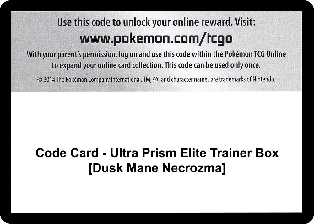Image for Code Card - Ultra Prism Elite Trainer Box [Dusk Mane Necrozma] (SM05) - Pokemon