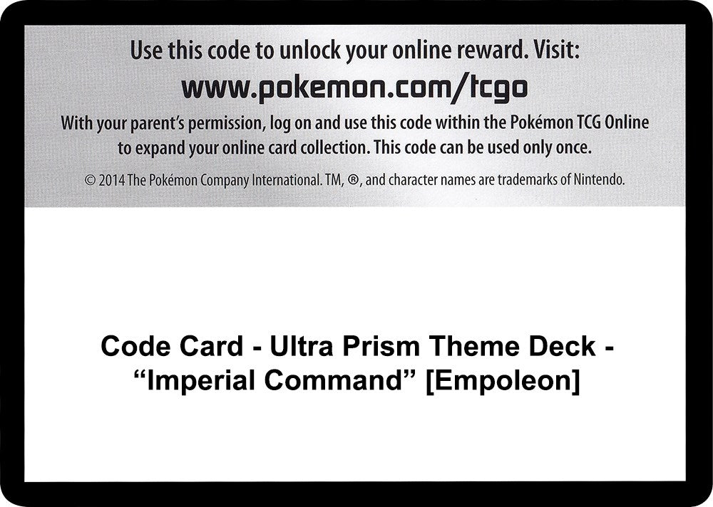 Image for Code Card - Ultra Prism Theme Deck - "Imperial Command" [Empoleon] (SM05) - Pokemon