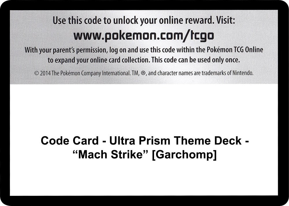 Image for Code Card - Ultra Prism Theme Deck - "Mach Strike" [Garchomp] (SM05) - Pokemon