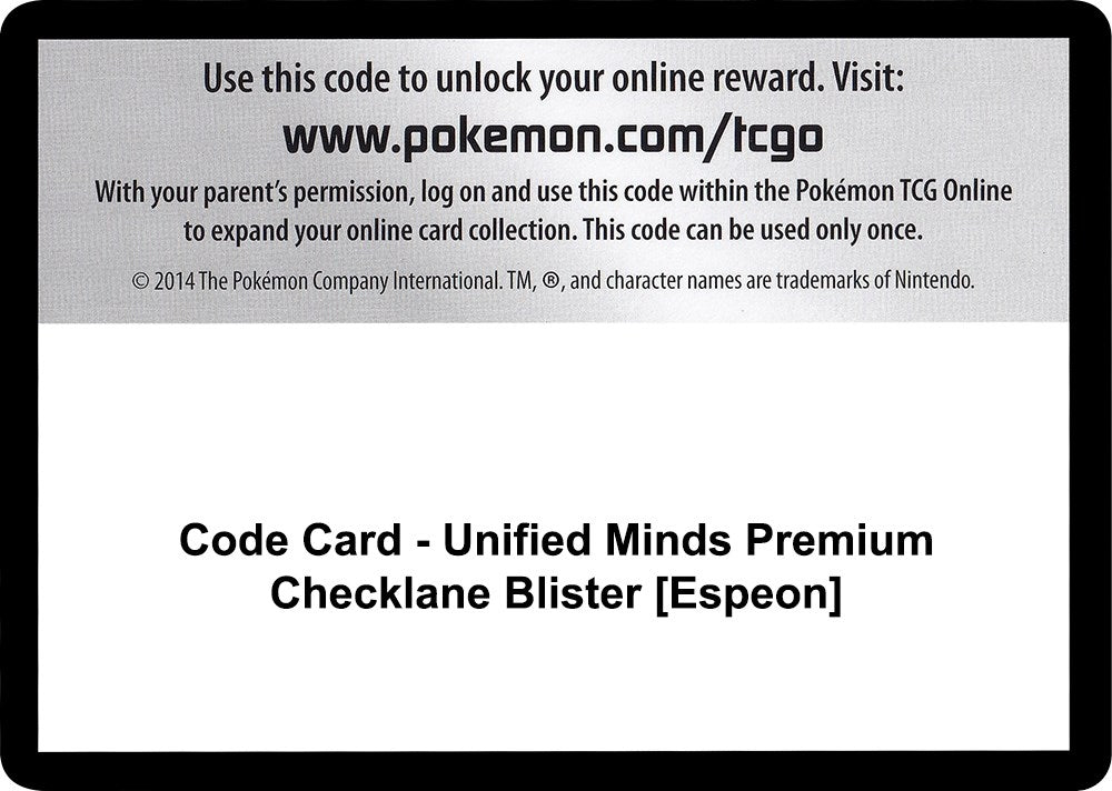 Image for Code Card - Unified Minds Premium Checklane Blister [Espeon] (SM11) - Pokemon