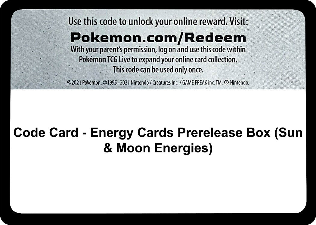 Image for Code Card - Energy Cards Prerelease Box (Sun & Moon Energies) (MCAP) - Pokemon