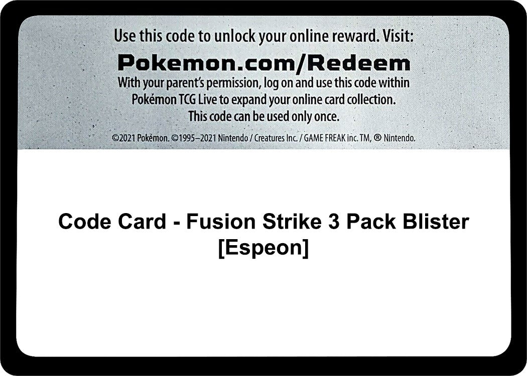 Image for Code Card - Fusion Strike 3 Pack Blister [Espeon] (SWSH08) - Pokemon