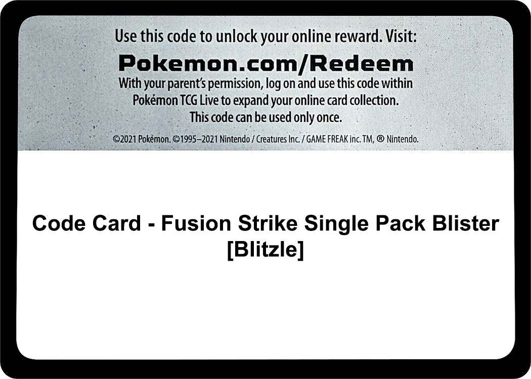 Image for Code Card - Fusion Strike Single Pack Blister [Blitzle] (SWSH08) - Pokemon