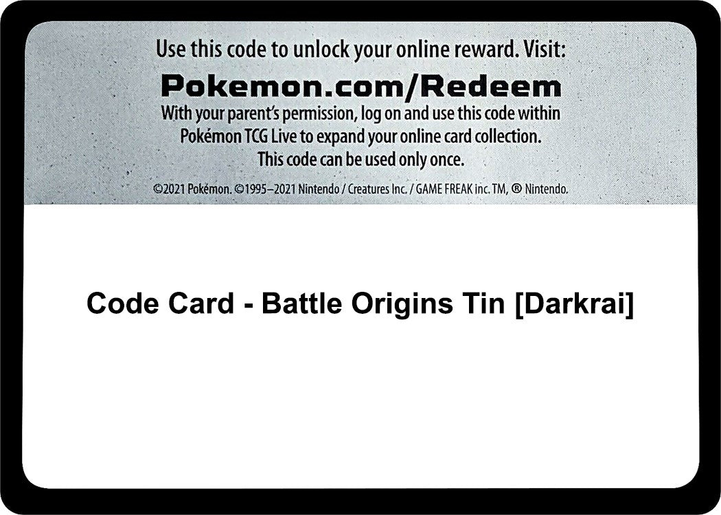Image for Code Card - Battle Origins Tin [Darkrai] (MCAP) - Pokemon