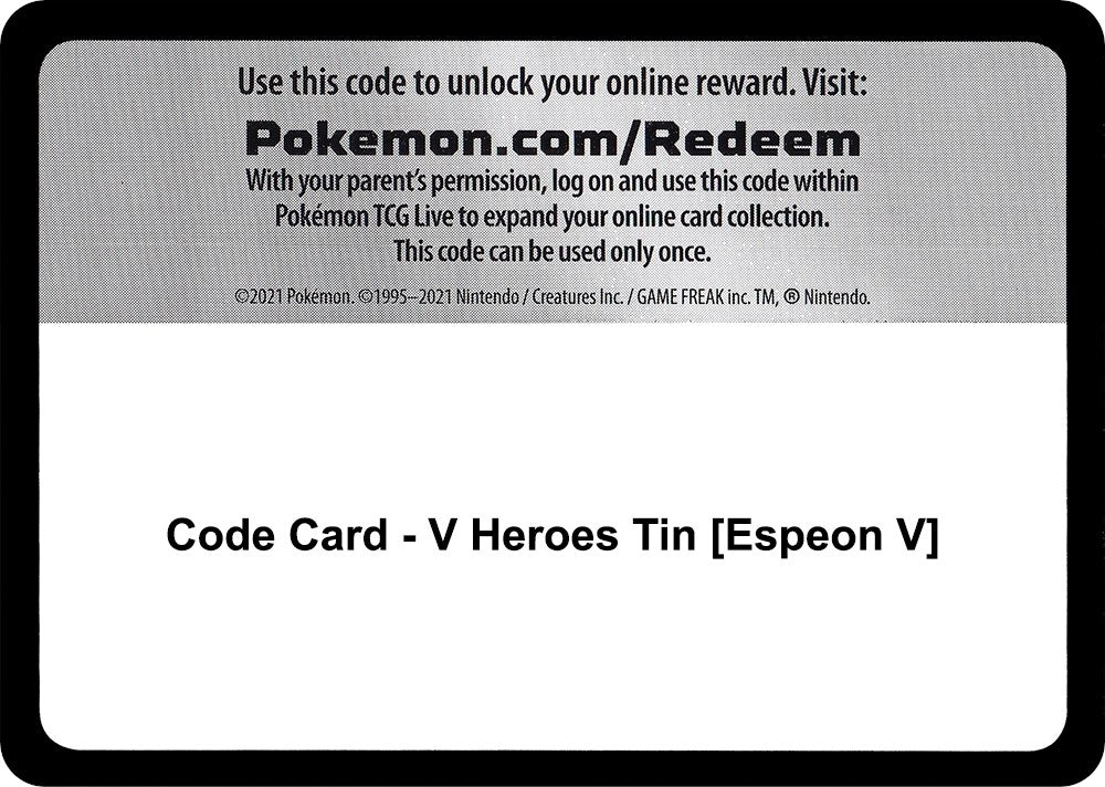 Image for Code Card - V Heroes Tin [Espeon V] (MCAP) - Pokemon
