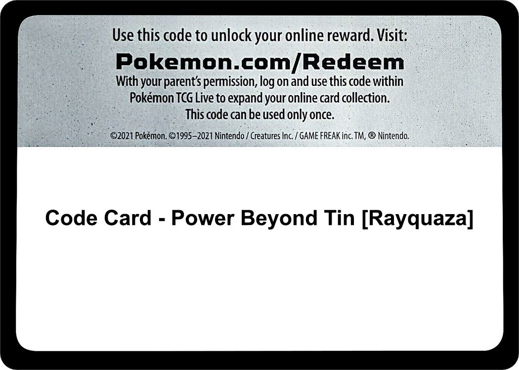 Image for Code Card - Power Beyond Tin [Rayquaza] (MCAP) - Pokemon