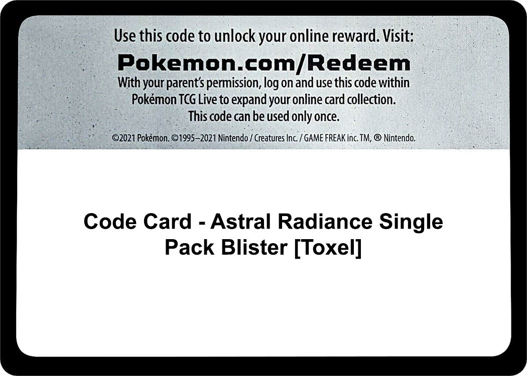 Image for Code Card - Astral Radiance Single Pack Blister [Toxel] (SWSH10) - Pokemon