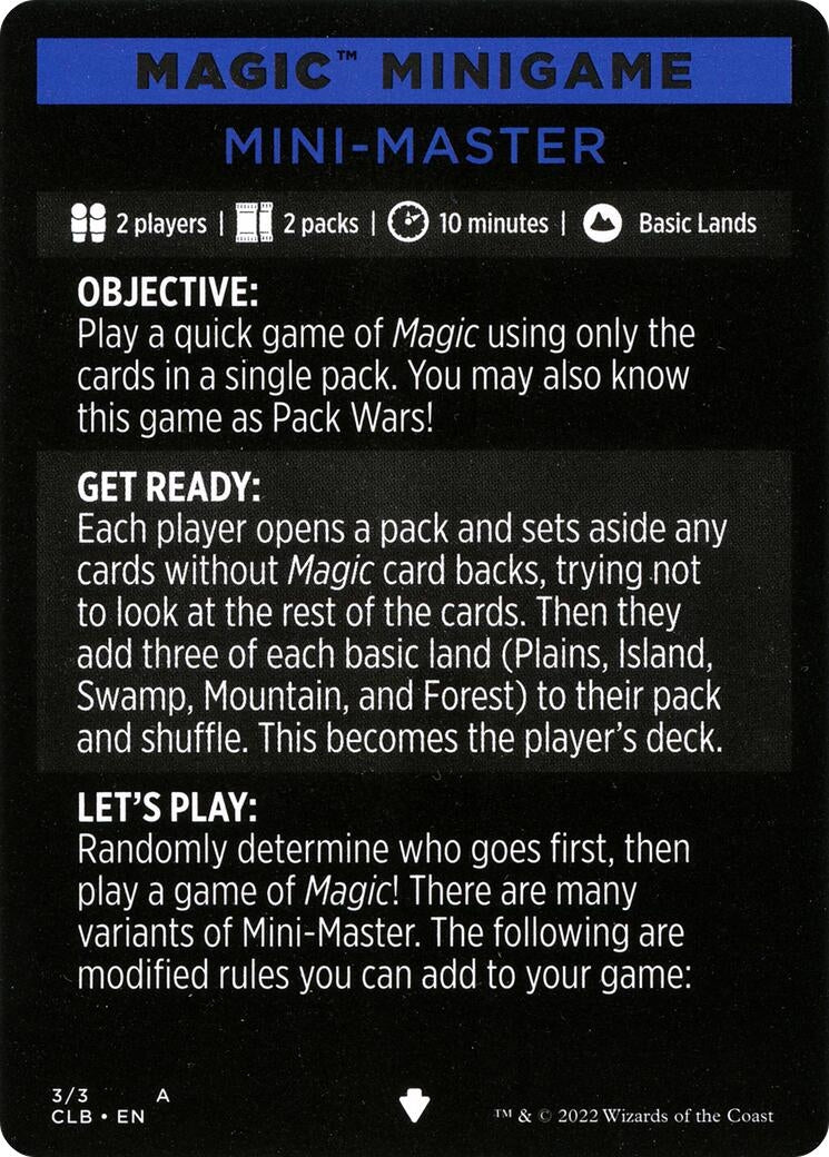Image for Magic Minigame: Mini-Master (3) - Magic: The Gathering