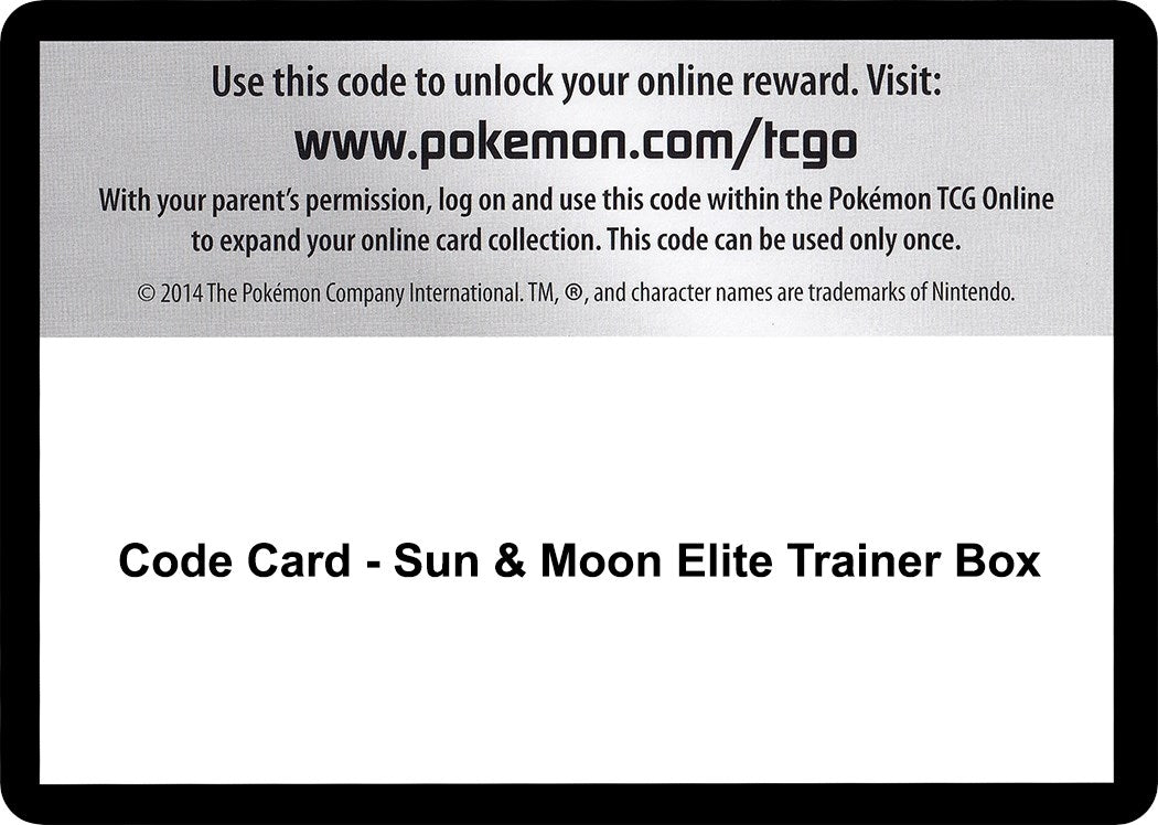 Image for Code Card - Sun & Moon Elite Trainer Box (SM01) - Pokemon