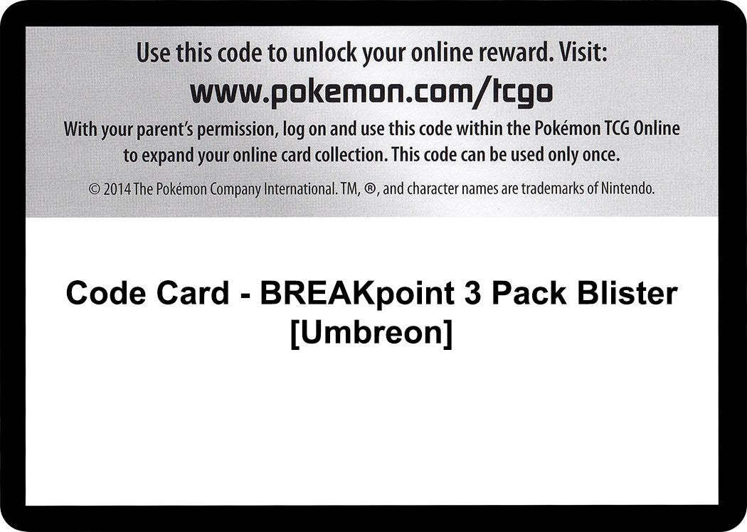 Image for Code Card - BREAKpoint 3 Pack Blister [Umbreon] (BKP) - Pokemon